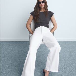 MANGO White Wide-Leg Jeans